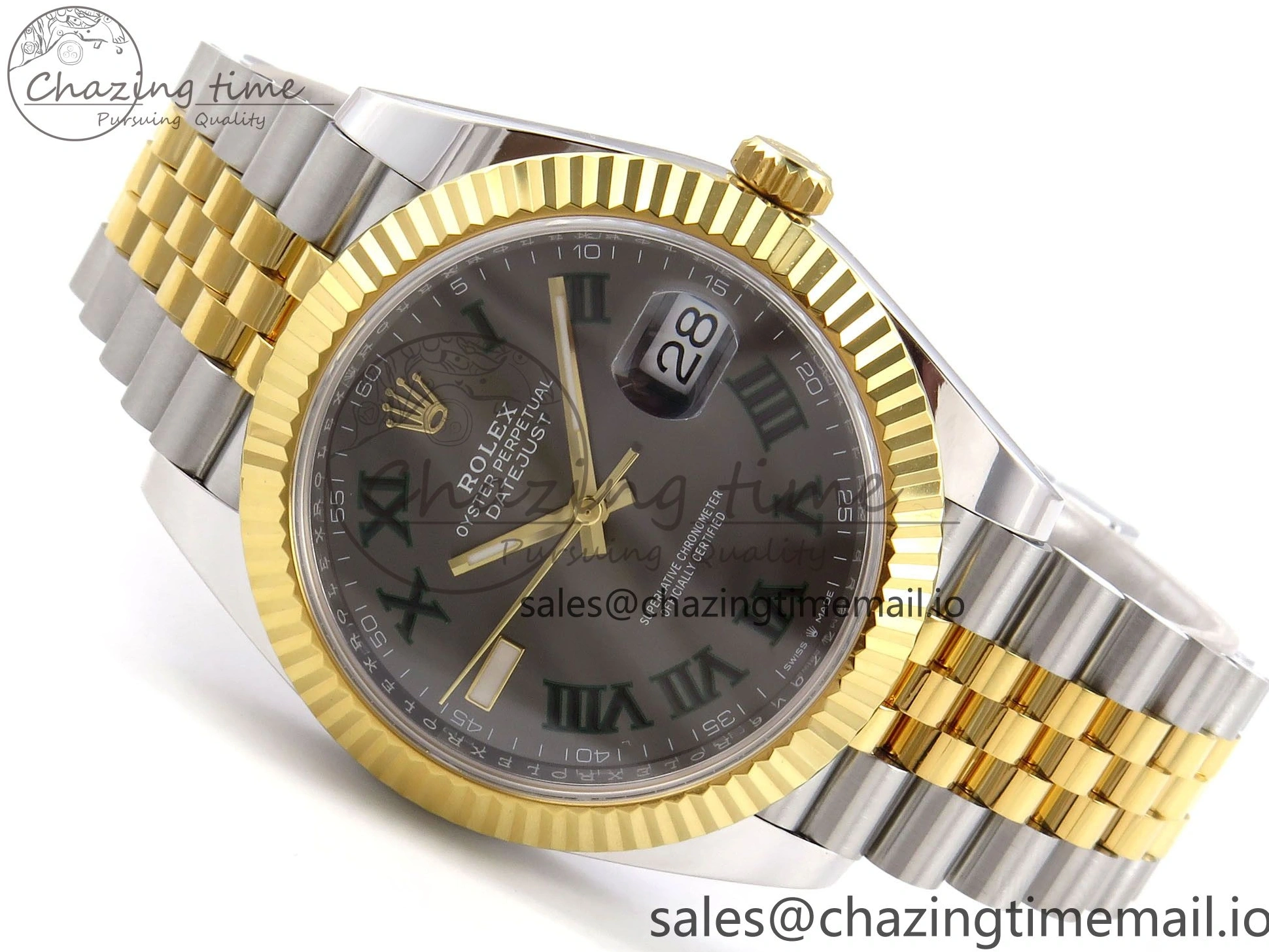 0513 DateJust 41 SS YG ARF 1:1 Best Edition 904L Steel Gray Green Roman Dial on Jubilee Bracelet SH Casual 1245